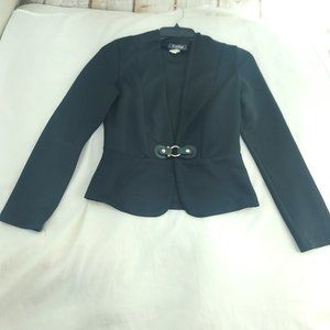 Valia Womens Black Long Sleeve Ventless Single Breasted Tuxedo Blazer Size Small